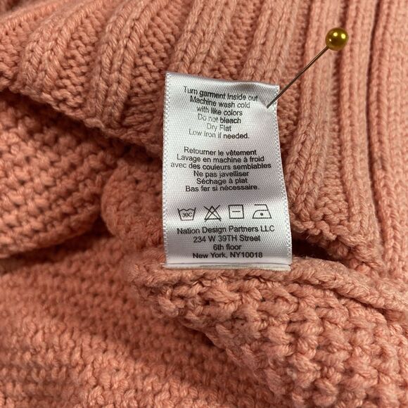 ANDREA JOVINE Sweater Waffle Knit Boat Neck 3/4 Sleeve Cotton Womens L Peach - Picture 10 of 10